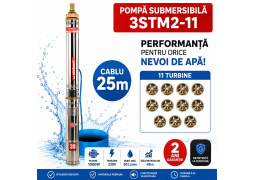 Pompa de apa submersibila, 1000W, 11 turbine, 3000 l/ora, inaltime refulare 48 m, lungime cablu 25m ELEFANT 3STM2-11 Pompa de apa submersibila, 1000W, 11 turbine, 3000 l/ora, inaltime refulare 48 m, lungime cablu 25m ELEFANT 3STM2-11